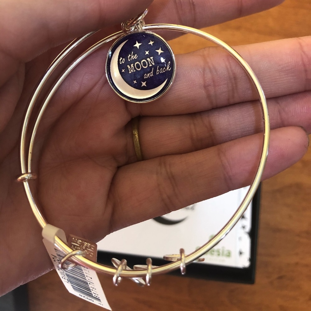 NWT Alex & Ani To The Moon and Back Silver Bangle